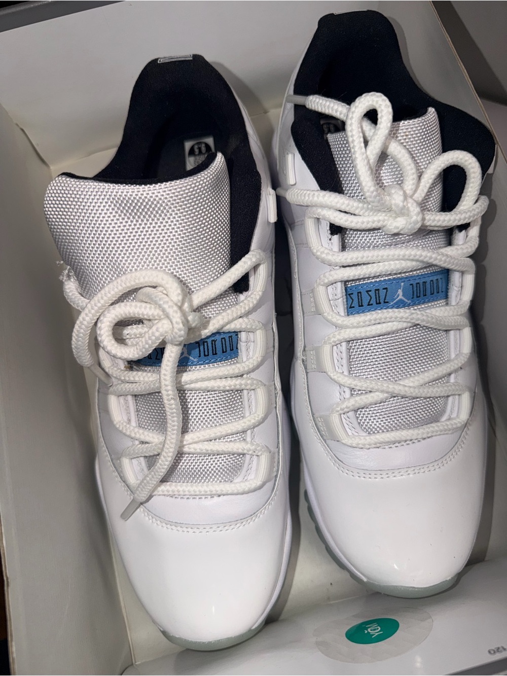 Jordan Kids White and Black Low Top Sneakers with Light Blue Accent